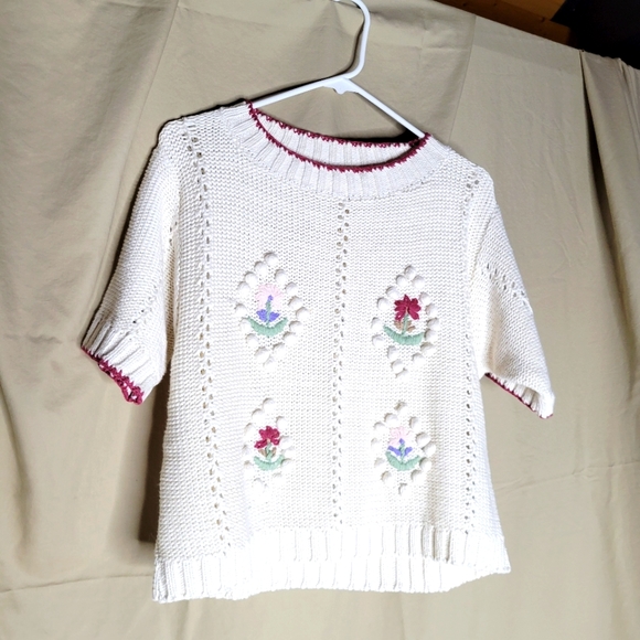 Vintage Embroidered Knit Top Medium - Picture 2 of 9